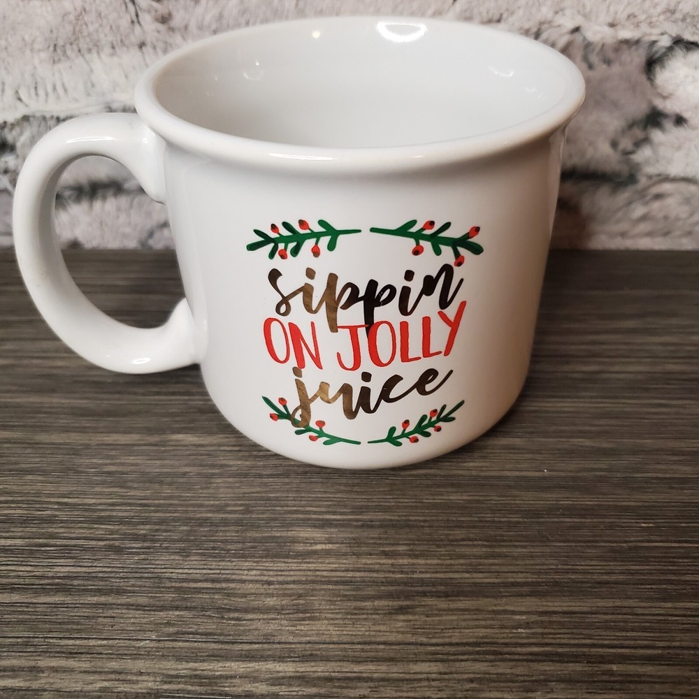 Holiday Home Christmas Coffee Tea Mug Cup - Sippin On Jolly Juice 14 oz